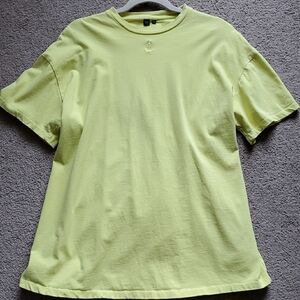 Women's Opening Ceremony Oversized Yellow Short Sleeve Ruched Tee T-shirt Size S